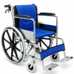 Silla de Ruedas Plegable Cromada Doble Acolchado Azul